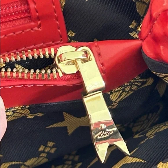 Rare Vivienne Westwood Red Quilted Patent Leather Tote with Bamboo Handles! - Picture 10 of 17